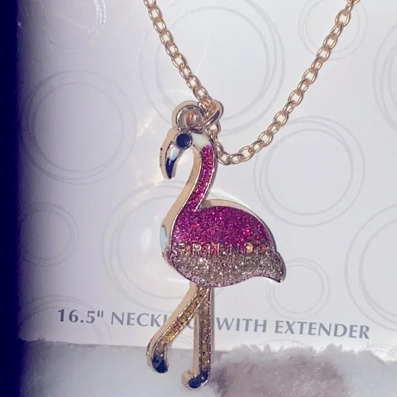 16 1/2 inch flamingo Best friends necklace - Picture 2 of 4